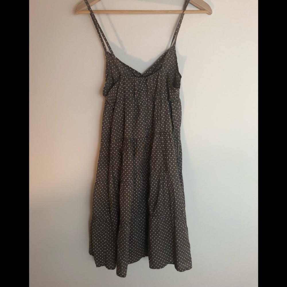 H&M Tiered Olive Brown White polkadot Dress - Picture 1 of 6